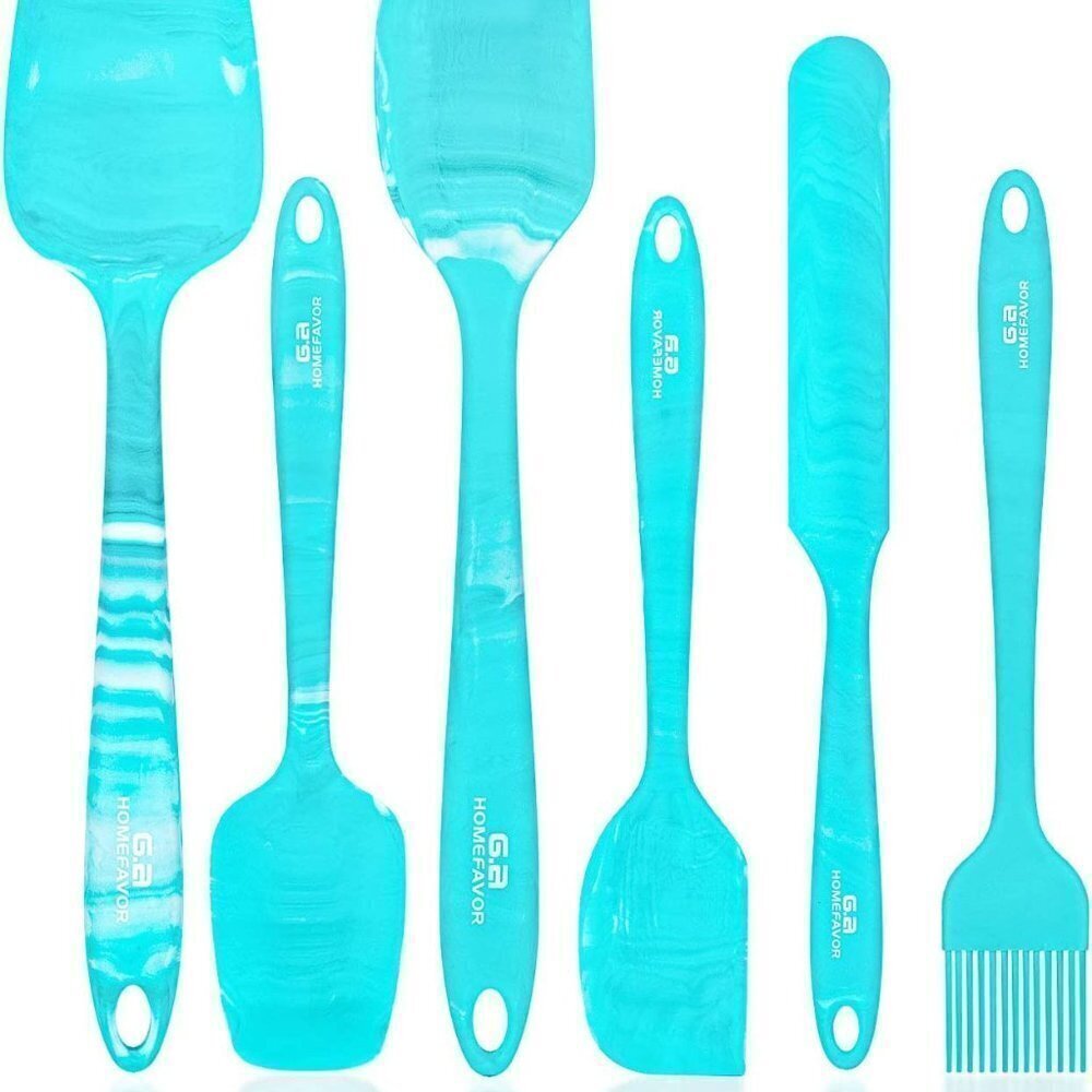 6 Piece Silicone Spatula Heat-Resistant Non-Stick for Cooking, (Marble Pattern)